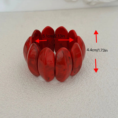 KMVEXO Vintage Wide Red Geometric Resin Bangles – Irregular Chunky Acrylic Bracelets for Women Summer Gift