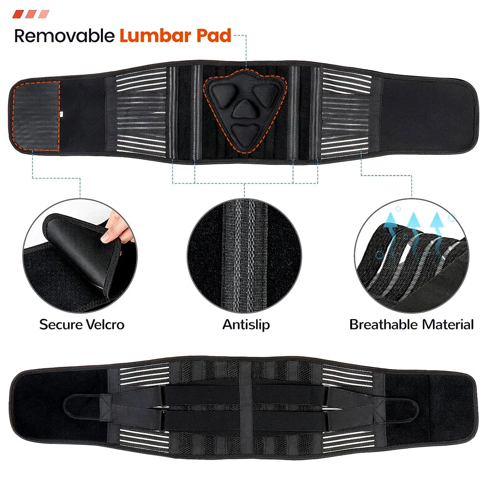 Anti-Skid Lumbar Support Belt for Lower Back Pain Relief – Adjustable Back Brace Pad for Men & Women, Herniated Disc & Spine Support Comfort Wrap