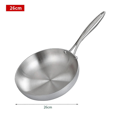 304 Stainless Steel Non-Stick Frying Pan - Uncoated Steak Cookware for Gas Stove and Induction Cooker