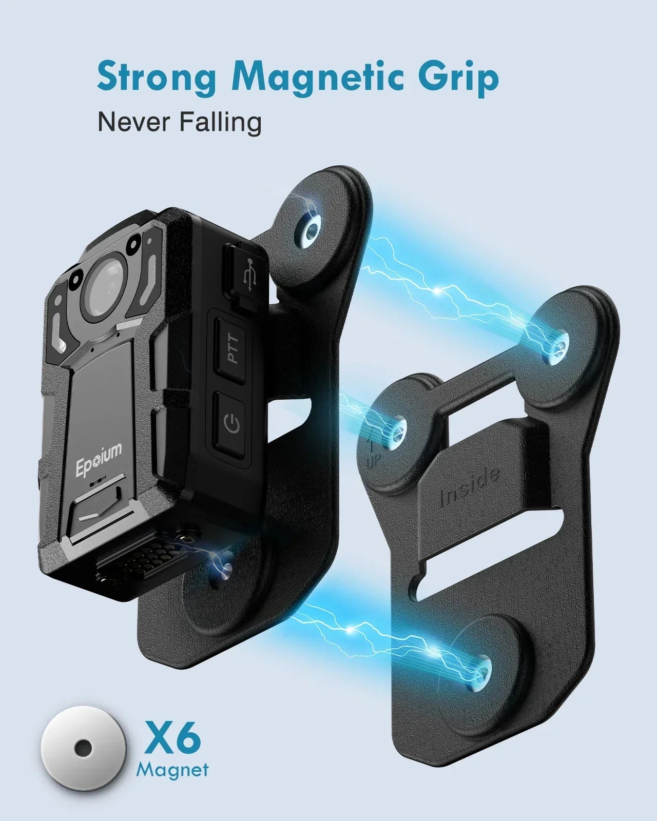 Magnetic Suction Back Clip for Boblov KJ21 & PD70 Mini Body Cameras – Strong Magnetic Hold