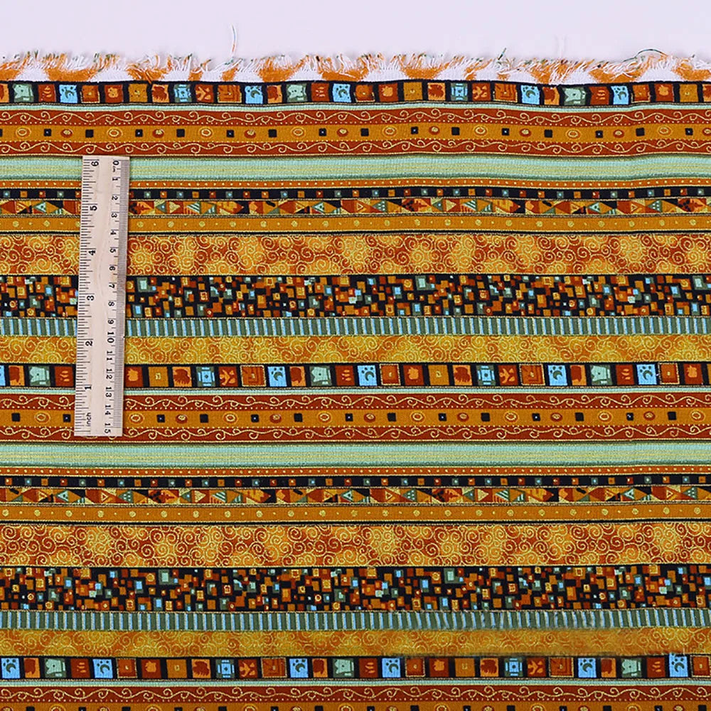 Striped Cotton Linen Upholstery Fabric - Bohemian Textile for Sofa Covers, Dresses, Pillowcases & Quilts