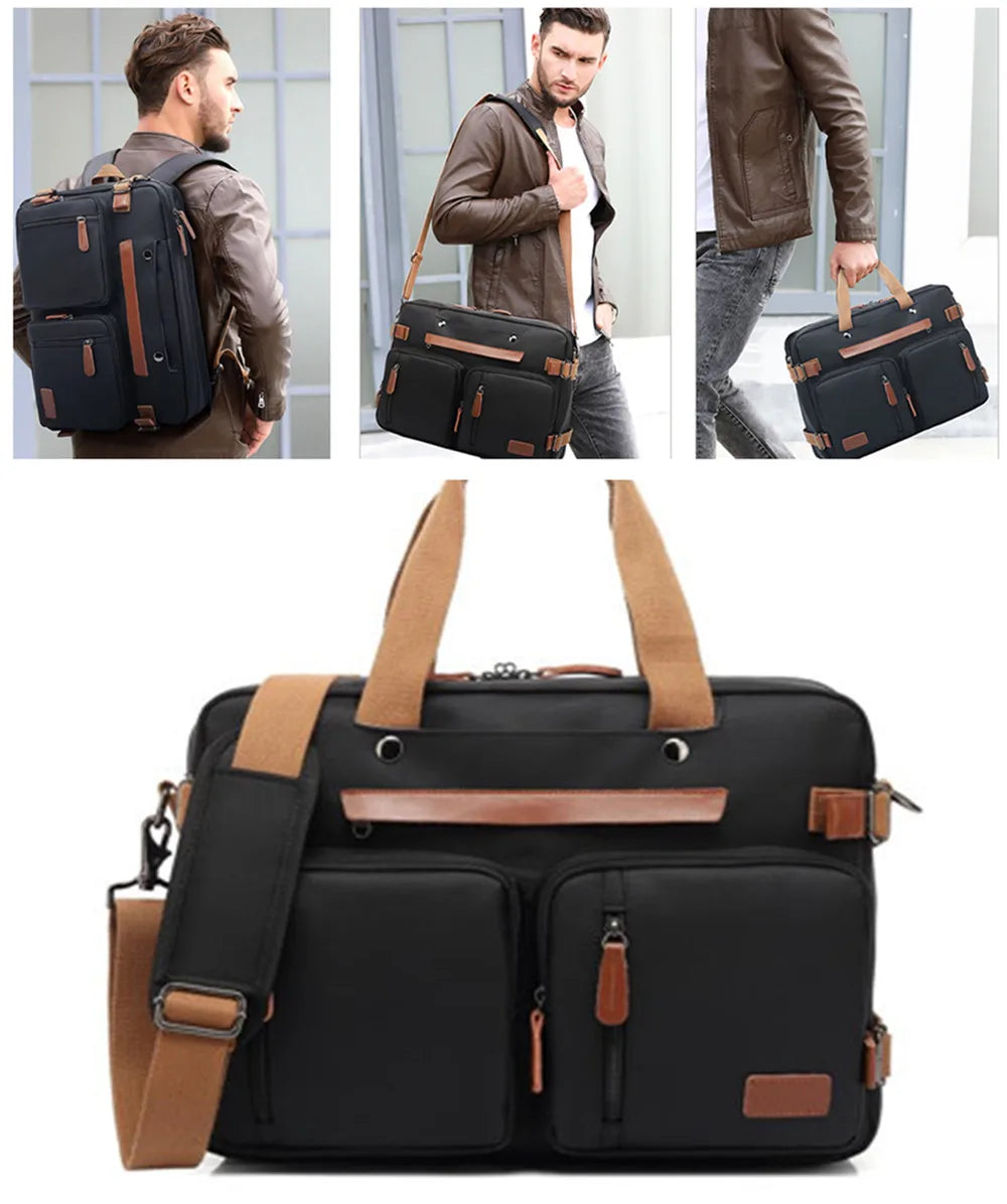 Convertible Laptop Backpack - 15.6/17.3 Inch Waterproof Nylon Travel & Business School Bag