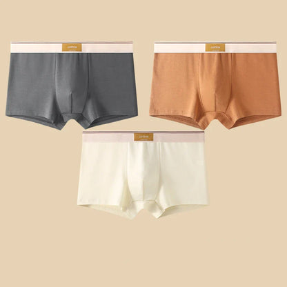 3PCS Men’s Cotton Boxer Shorts – Comfortable Breathable Solid Color Underwear Set for Everyday Wear & Sports Comfort