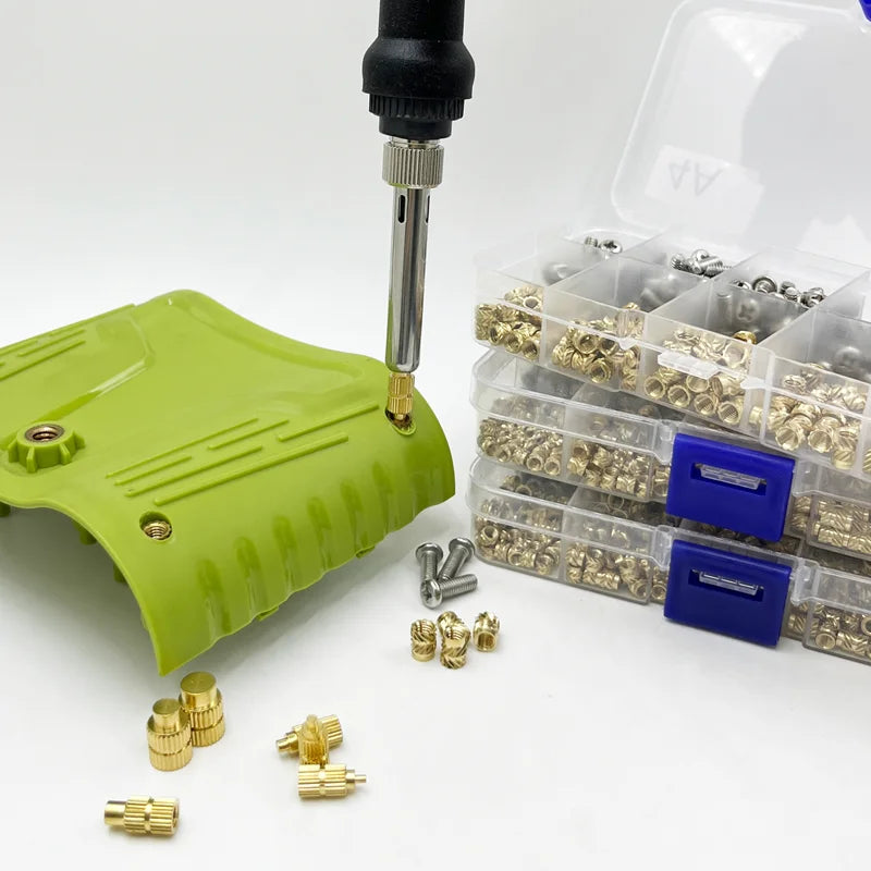 M2 M3 M4 Brass Insert Nuts for Bolt & Screw Implantation – Hot Melt Knurled Thread & Soldering Iron Tip for 3D Printer