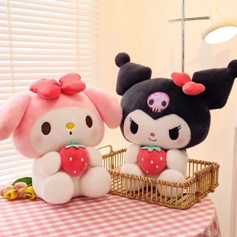 22/35cm Sanrio Strawberry Kuromi Pillow Plush Toy – Soft Stuffed Animal & Strawberry Melody Doll, Gift for Girls