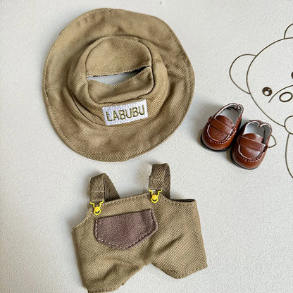 17cm Labubu Doll Clothes Set - Macaron Overalls with Color-Matched Accessories for Dolls