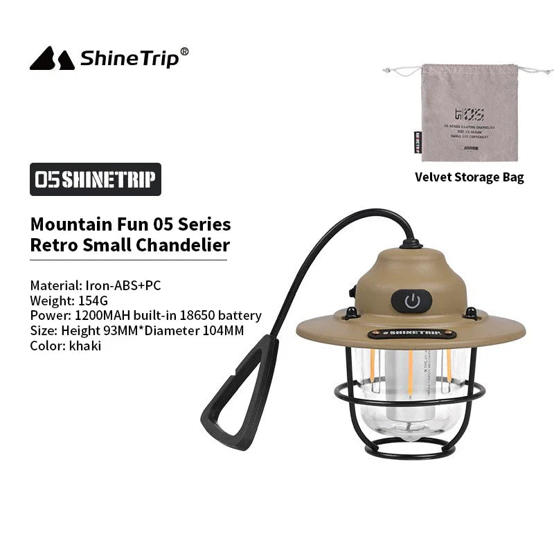 ShineTrip Outdoor Vintage Pendant Light - Portable Rechargeable Camping Ambient Light for Tents