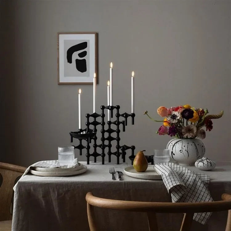 Metal Molecular Structure Candle Holder – Nordic Silver Candelabra Centerpiece for Living Room Decor & Gift
