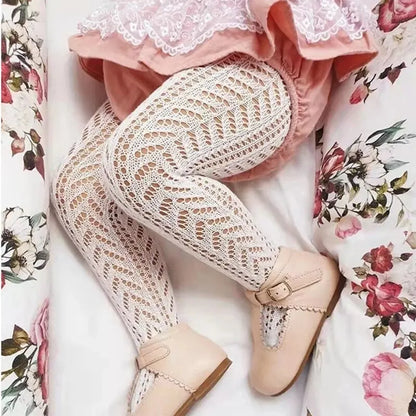 Baby Girls Hollow Out Mesh Tights - Summer Fishnet Stockings, Thin Spain Style Toddler Pantyhose