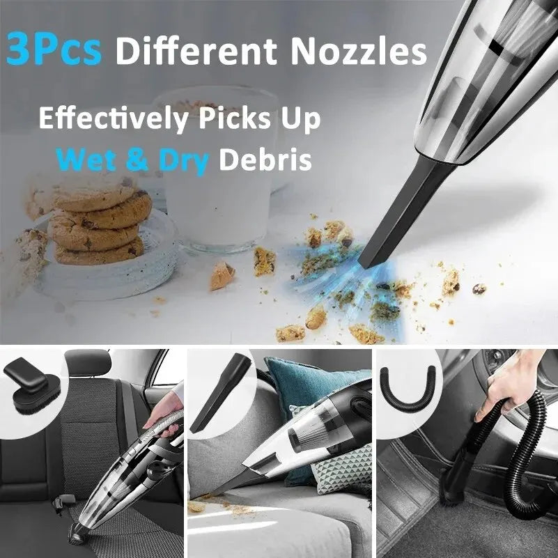 Wireless Handheld Vacuum Cleaner – Powerful Cyclone Suction, Rechargeable Quick-Charge for Car, Home & Pet Hair