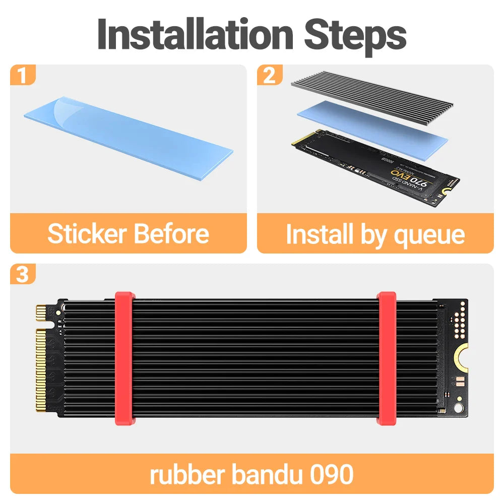 JEYI M.2 SSD Heatsink - Aluminum PS5 Radiator with Silicone Thermal Pad for NVMe NGFF M.2 2280 PCIe SSD
