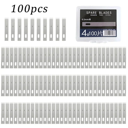100/20pcs #4 Metal Scalpel Blades – DIY Engraving, Wood Carving & Sculpture Knife Replacement Cutting Tools