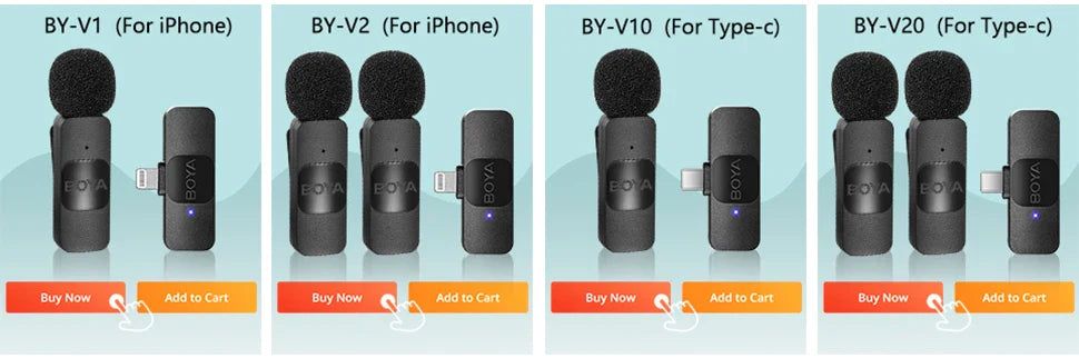 BOYA BY-V Wireless Lavalier Microphone – Professional Mini Mic for iPhone, iPad, Android, Live Broadcast, Gaming, Recording & Vlog