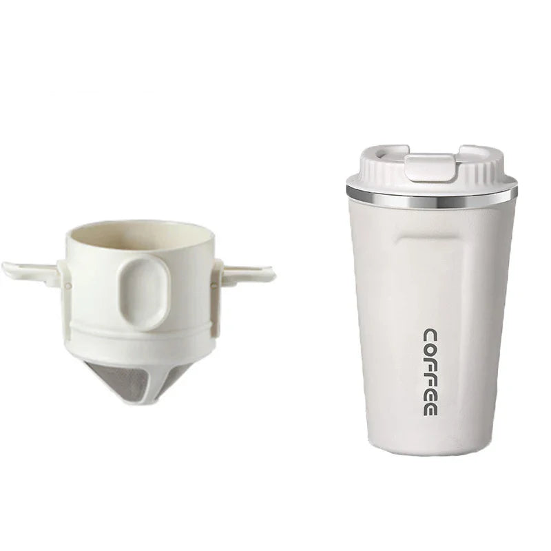 304 Stainless Steel Portable Coffee Filter – Reusable Drip Coffee Tea Holder Mug Set with Coffee Pot & Dripper