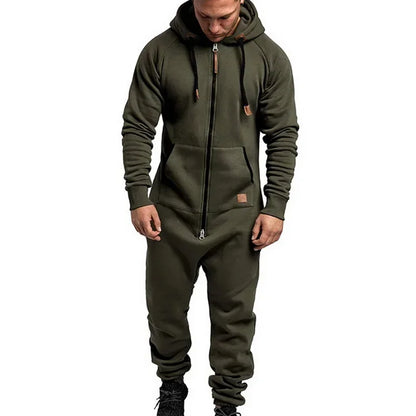 New 3D Full Design Jumpsuit Pajamas — Men’s Long-Sleeve Sports Pants & Solid Color Zipper Hoodie Casual Outfit