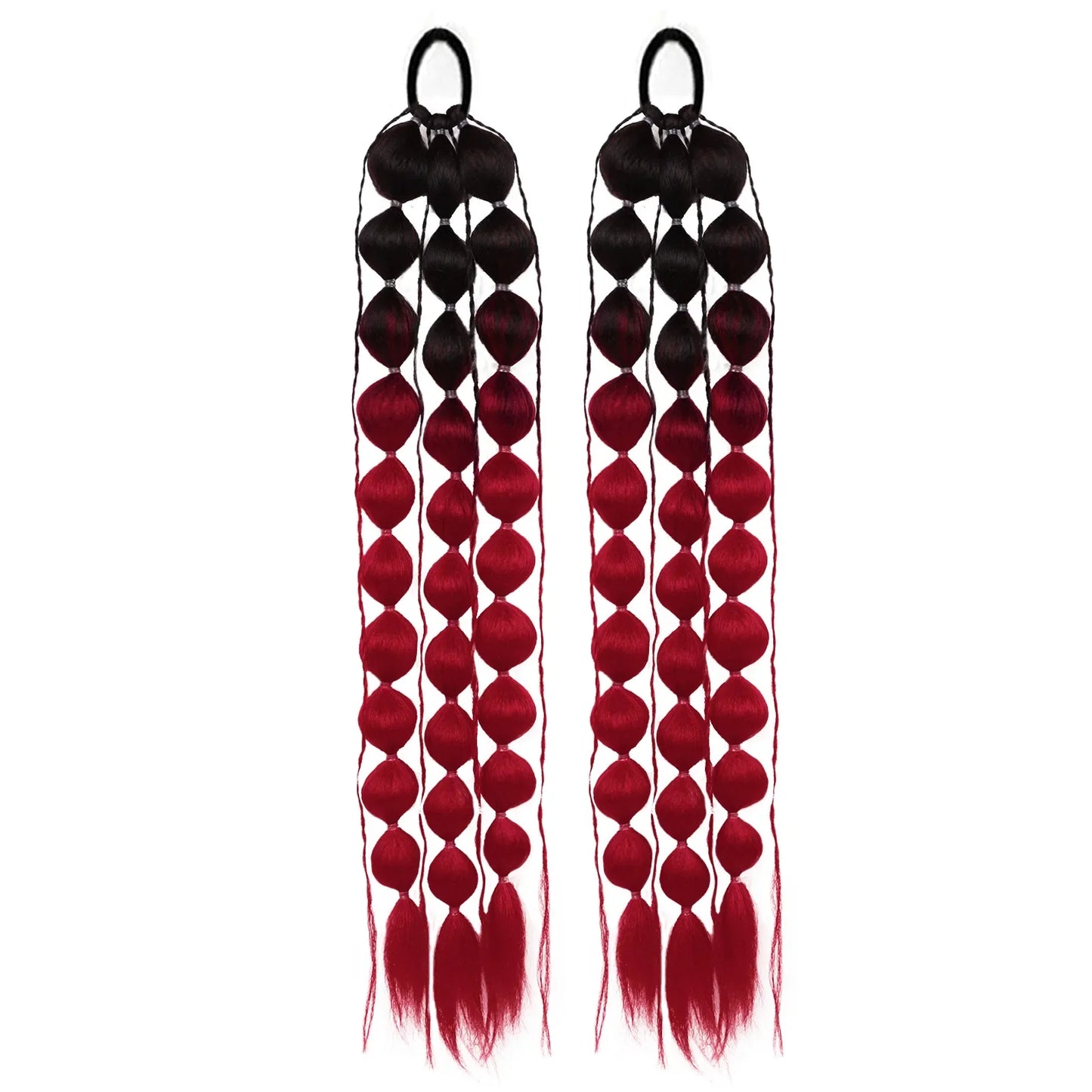 Lantern Bubble Ponytail Extension – 20" Ombre Twisted Braid with Elastic Band for Women