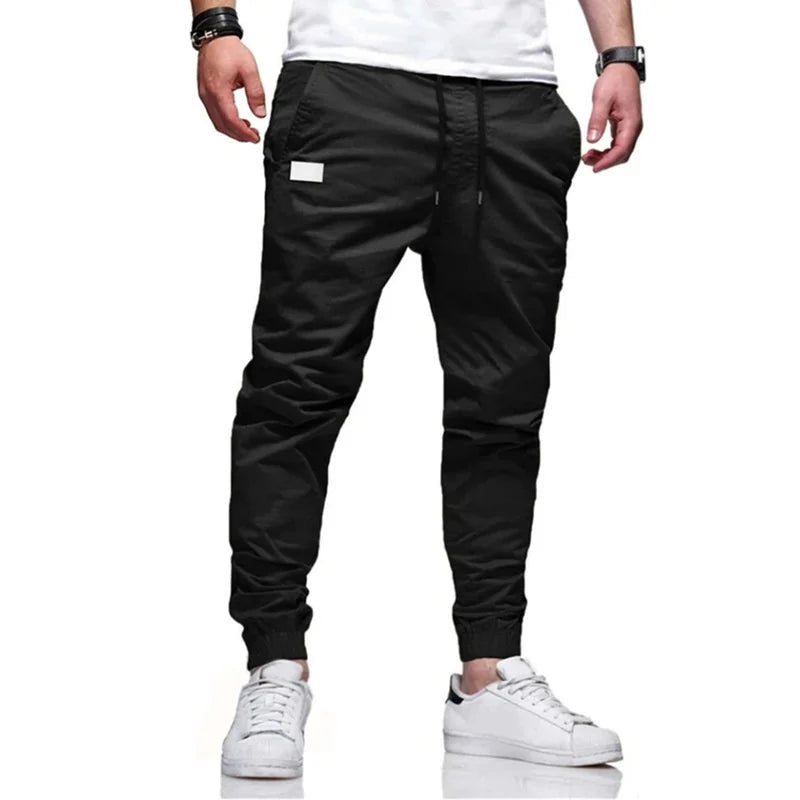 Men’s 2024 Cargo Joggers – Loose Straight Solid Color Sweatpants Casual Sports Trousers