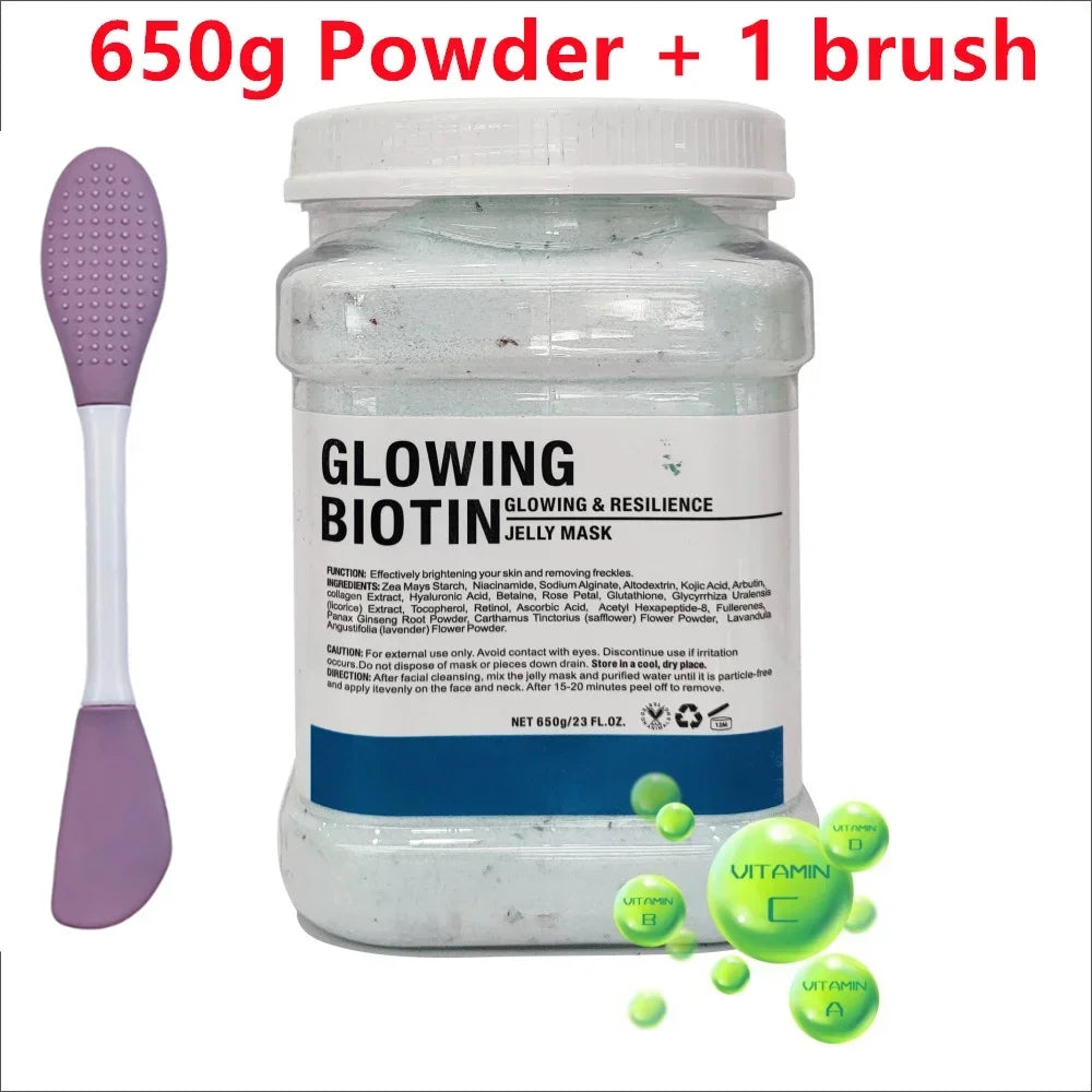 650g Chamomile & Hyaluronic Acid Facial Mask Powder – Moisturizing Rose Jelly Skin Care Mask with Silicone Brush for Elasticity Boost
