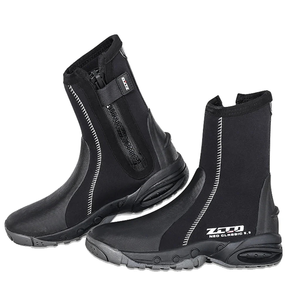 5mm Neoprene Dive Boots with Side Zipper – Wetsuit Shoes for Men & Women, Snorkeling & Scuba Diving Water Sports Accessories
