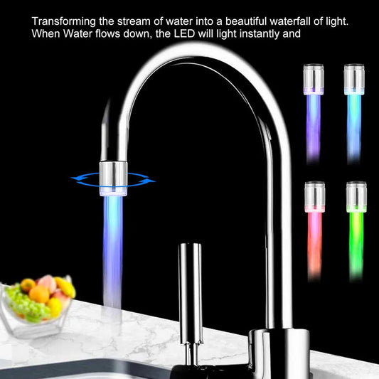 LED Temperature Sensor Water Faucet - 7 Color Light Changing Tap Nozzle for Kitchen and Bathroom - Stylish and Functional Kitchen Accessory