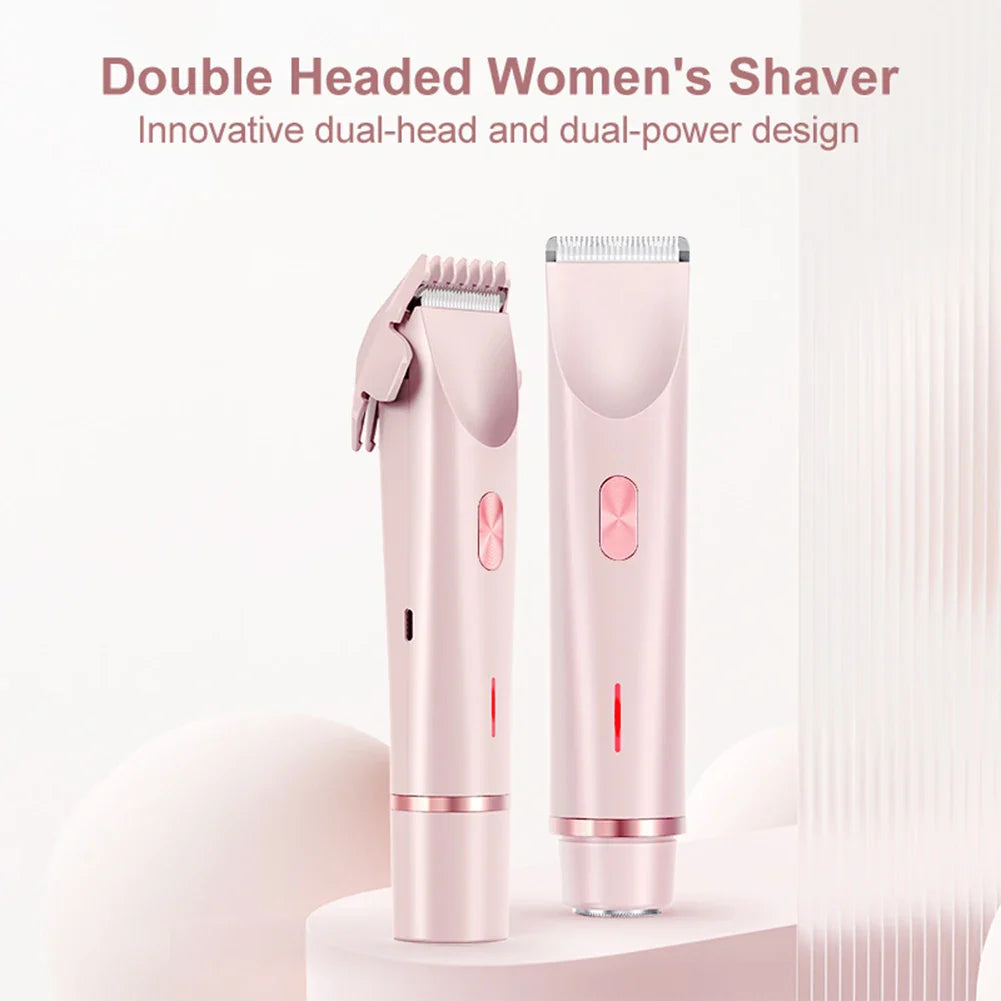 Women’s 2-in-1 Electric Razor – Dual-Head Painless Wet & Dry Bikini Trimmer with Detachable Head Shaver