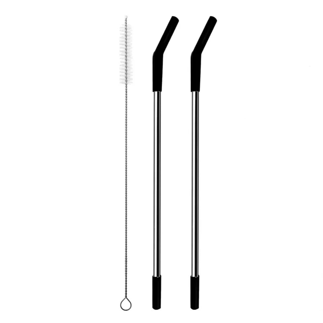 Stainless Steel Straws with Silicone Tips – 2 Replacement Straws + 1 Cleaning Brush for Stanley 30/40oz Tumblers