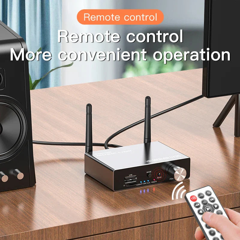 Bluetooth 5.3 Transmitter & Receiver | Low Latency Stereo AUX 3.5mm, Optical Wireless Audio Adapter with Remote Control for TV & PC