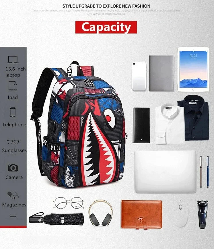 Anti-Theft Waterproof Backpack — Unisex Fabric Rucksack Travel Bag for School & Students