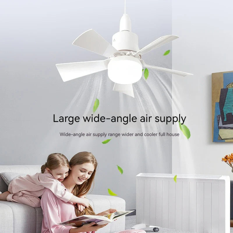 30W Ceiling Fan with LED Light – Dimmable Remote Control, E27 Base Smart Fan for Bedroom & Living Room