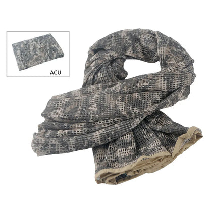 Tactical Camouflage Mesh Scarf - Outdoor Sports, Sniper Face Veil for Wargame, Camping, Hunting, and Cycling
