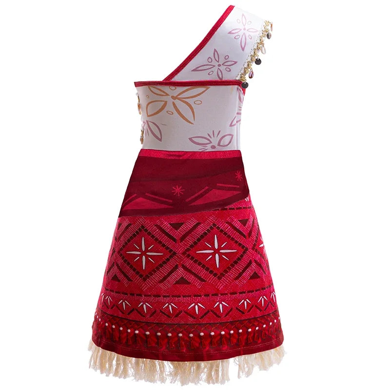 Girls Moana 2 Dress - Halloween Party Adventure Costume, Princess Fancy Clothes, Vaiana with Pet Pig Outfit