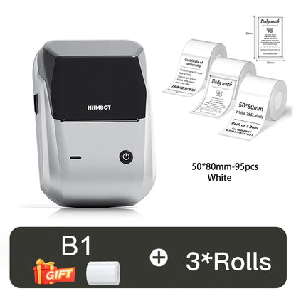 NIIMBOT B1 Portable 2-Inch Thermal Label Printer – Mini Bluetooth Adhesive Sticker Maker for Smartphone & PC