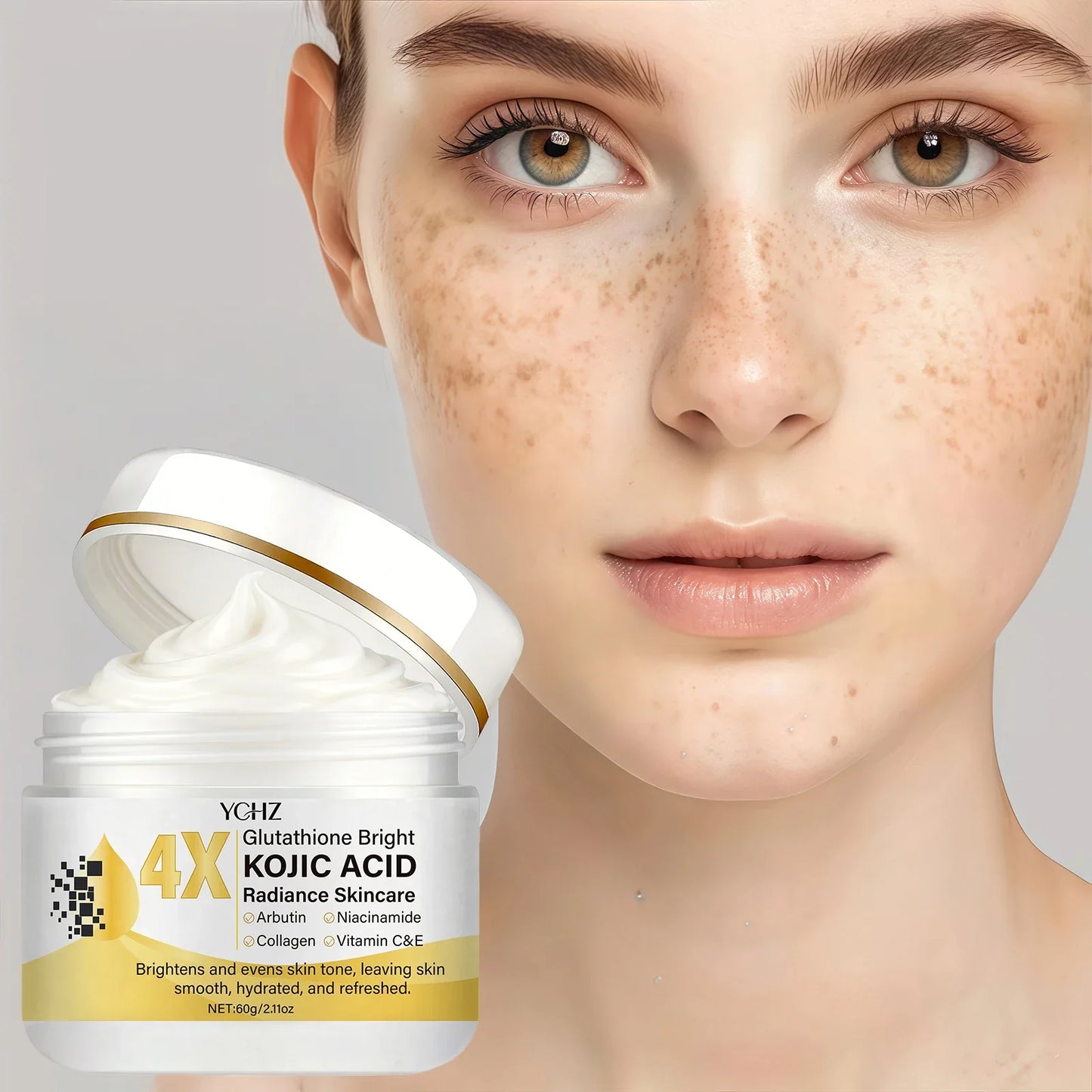 Kojic Acid Face Cream - Dark Spot Correcting Moisturizer for Even Skin Tone, Day & Night Use, 60g