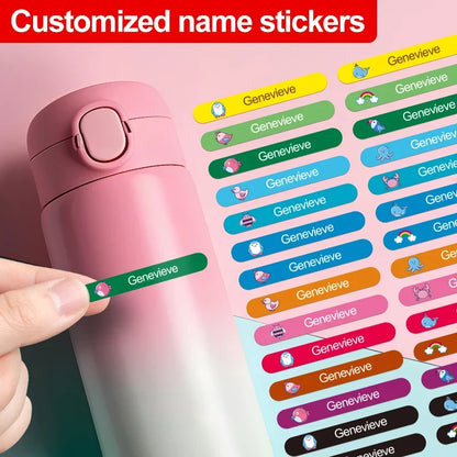 Personalized Waterproof Name Stickers for Kids - Custom Animal Labels for School Bags, Books & Stationery