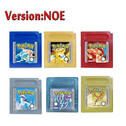 Pokemon GBC Game Cartridge - 16-Bit Video Game Card in Red, Blue, Crystal, Gold, Silver & Yellow Versions