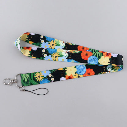 LX1293 Cartoon Black Cat Lanyard – Keychain, ID & Credit Card Holder, Phone Charm Neck Strap, Badge Accessories