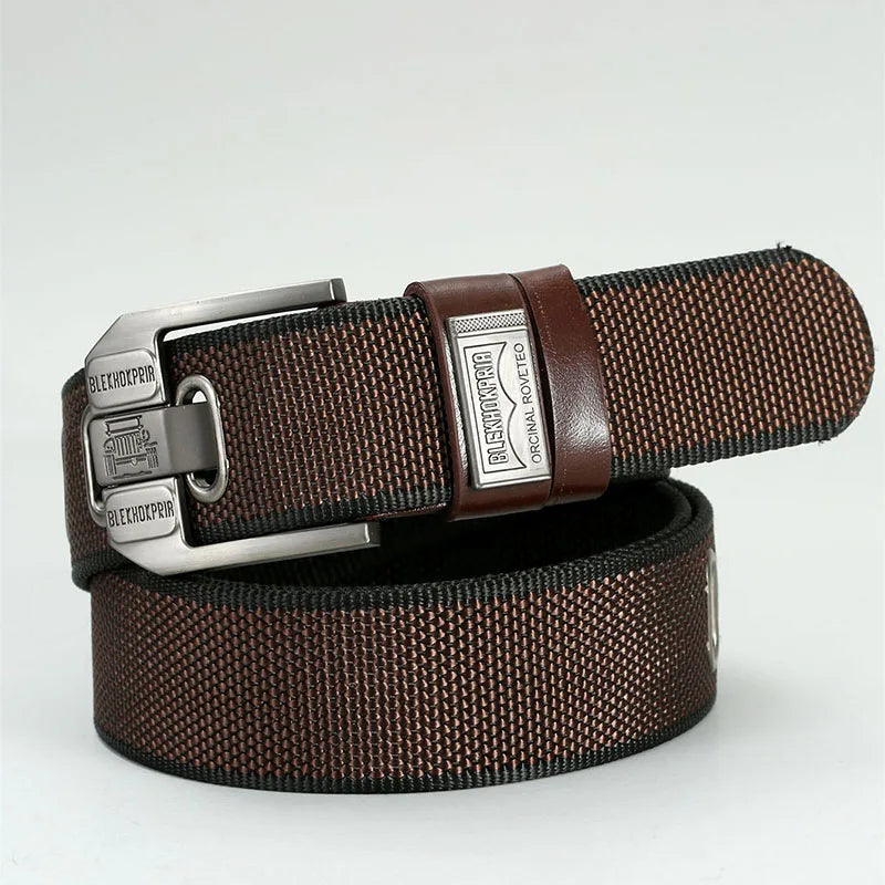 Men’s Canvas Pin Buckle Belt — Casual Retro Waistband Overalls Fashion Webbing Belt, High-Quality c032