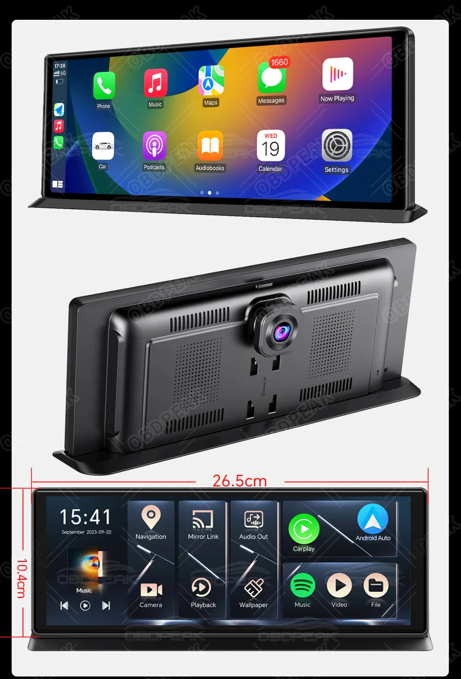 K60 Pro 11.3" Dash Cam — Android 14 AI Screen with 4G+64G, WiFi, GPS, CarPlay & Android Auto Rearview Mirror Recorder