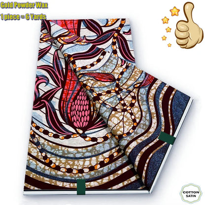 2026 African Grand Golden Wax Fabric - Soft Pink Flash Gold Ankara Batik Pagne