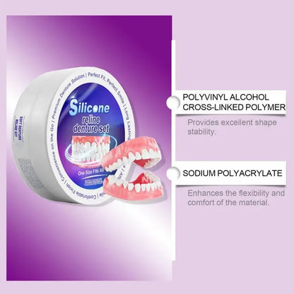 Silicone Denture Set – Temporary Fake Teeth for Orthodontic Fit, Whitening & Oral Hygiene Care