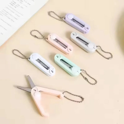 Mini Telescopic Keychain Scissors - Portable Folding Paper Cutting Tool & DIY Craft Stationery Accessory