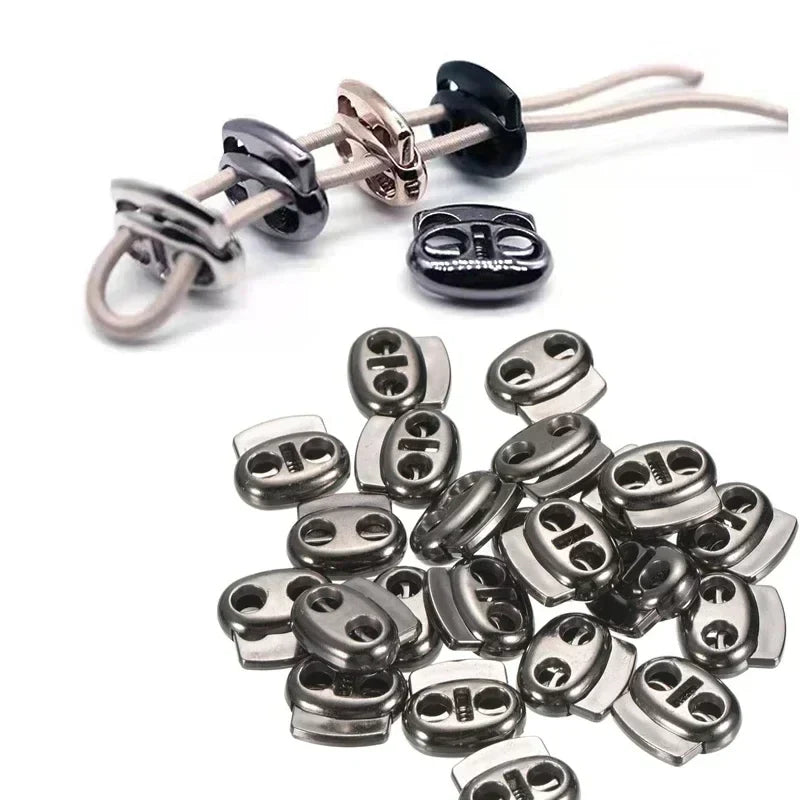 10PCS Twin Hole Metal Cord Lock Set – 4–5.5mm Drawstring Stoppers for Shoelaces & Sportswear Accessories