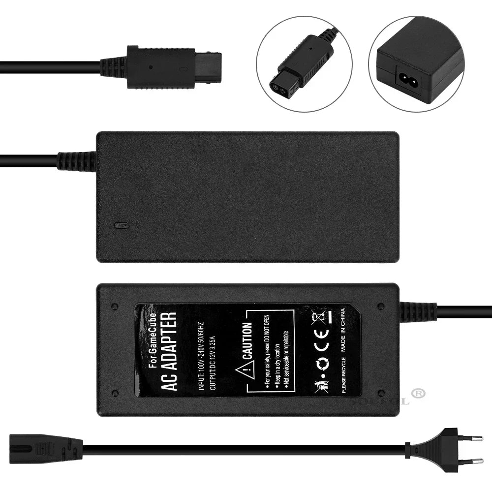 AC Adapter for Nintendo GameCube – US/EU/AU/UK Plug 100-240V Power Supply Charger for NGC Accessories