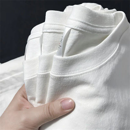 Men's & Women's Cotton T-Shirt — Summer Solid Color Round Neck Short-Sleeve Top, Casual Couple White Tee