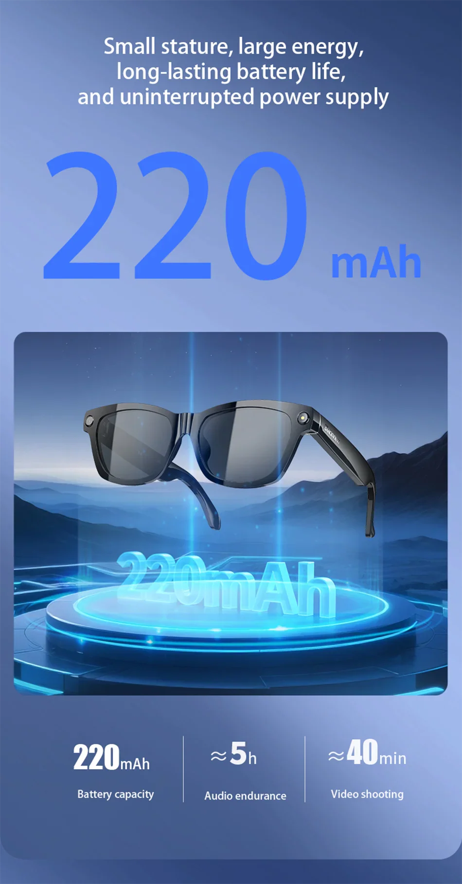 Blackview BV100 AI Smart Shooting Glasses – 2K HD 800W Camera with Bluetooth & Voice Assistant