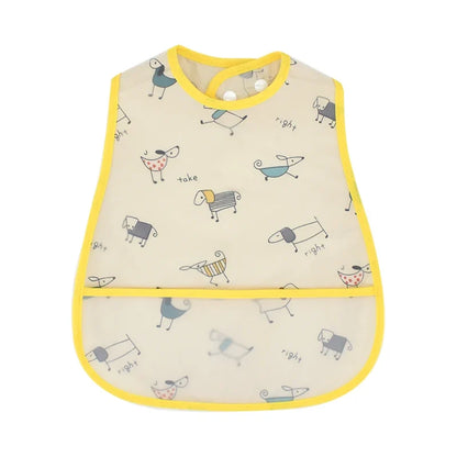 Adjustable Baby Bibs - Waterproof EVA Cotton Cartoon Feeding Bibs with Burp Cloth for Boys & Girls
