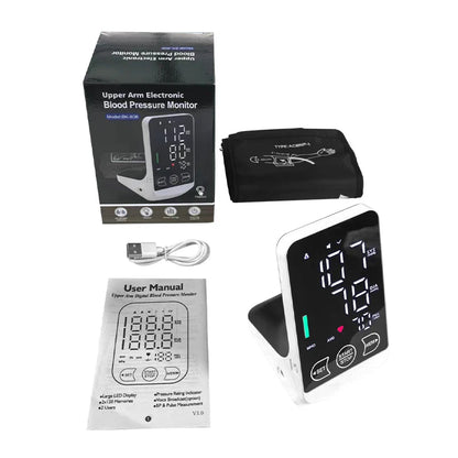 Rechargeable Arm Blood Pressure Monitor – Digital Tensiometer with Large Display & English/Spanish Voice