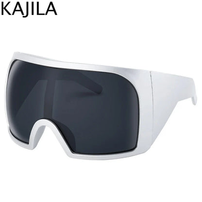 2025 Oversized Punk Shield Sunglasses – Luxury Steampunk Big Frame UV400 Sport Goggles for Women & Men