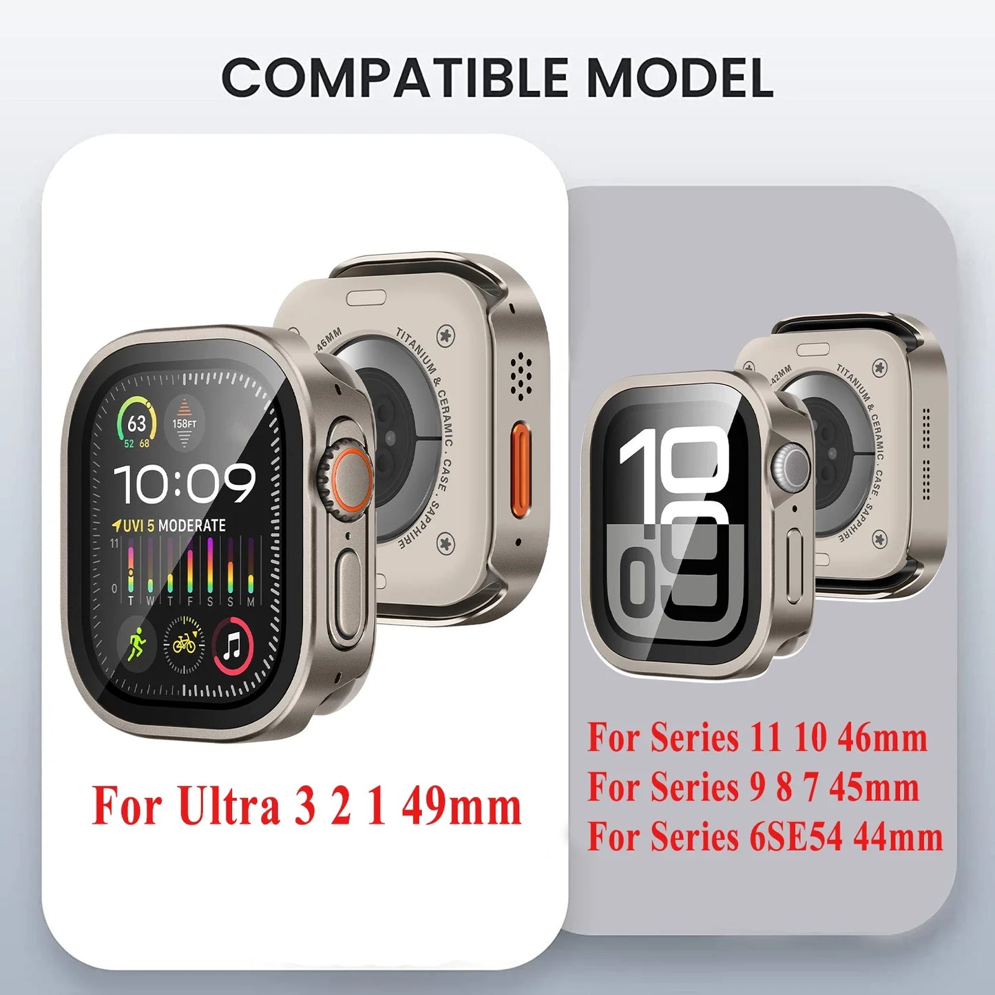 Waterproof Aluminum Alloy Case for Apple Watch Ultra 3/2 49mm – Full Coverage Metal Protective Cover for iWatch Series 11/10/9/8/7/SE3 45mm/44mm/46mm