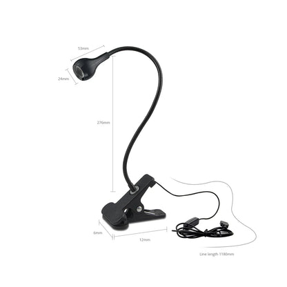 Flexible USB Table Lamp with Clip - Bedside Reading Light and Book Lamp for Bedroom Decor